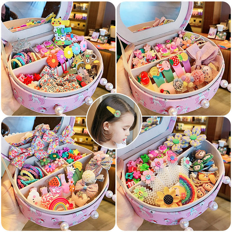 Children's Hair Accessories Gift Box Girl Net Red HairPin Hair Ring Princess Broken Hair Card Little Girl Head Rope Leather Band HairBand HairBand Clip