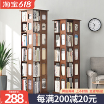 Solid wood rotating bookshelves 360 degrees removable small bookcase floor living room Easy home childrens contained shelves