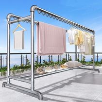 Germany imported floor-standing vertical double-layer floor-standing clothes rack double-row steel pipe clothes drying rack roof rooftop clothes drying rack strong