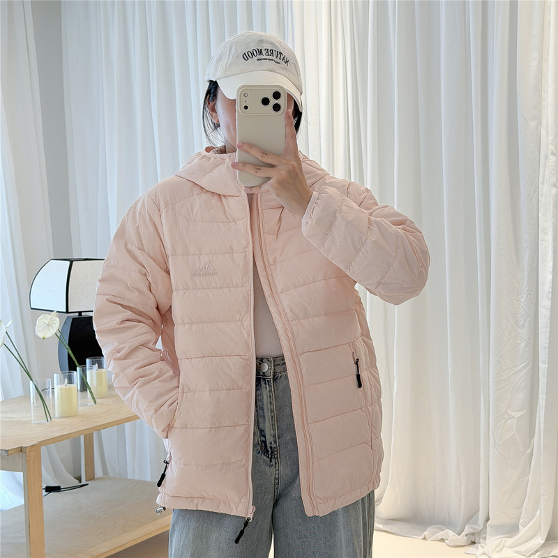 Lightweight down Jacket for Women, Short Style, 2026 Winter New Fashion, Hooded White Duck Down, Popular Ribbed Loose-Fit Coat