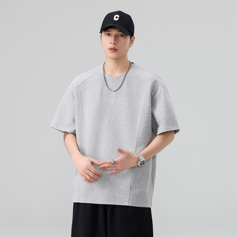 Heavy-Duty Everyday Deconstructed Short-Sleeve T-Shirt for Men, Three-Dimensional Cut, Raglan, Loose Fit, Drop Shoulder, Half-Sleeve, Summer Versatile Heavy-Duty Everyday Deconstructed Short-Sleeve T-Shirt for Men, Three-Dimensional Cut, Raglan, Loose Fit, Drop Shoulder, Half-Sleeve, Summer Versatile