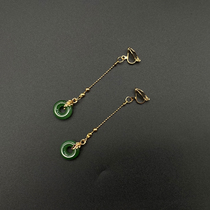 Safety buckle imitation jade earrings retro Ming earrings without ear holes ear clips Hanfu catwalk earrings glazed antique ear lines