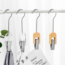 Solid wood adhesive hook clip clothing store hanging hat transparent decorative clip rotating original wooden single display clip scarf clip