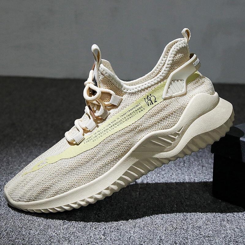 Men Shoes Wave Shoes 2021 Spring New Shoes Men Flying Fabric Casual Net Face Breathable Casual Shoes 100 Hitch Sneakers