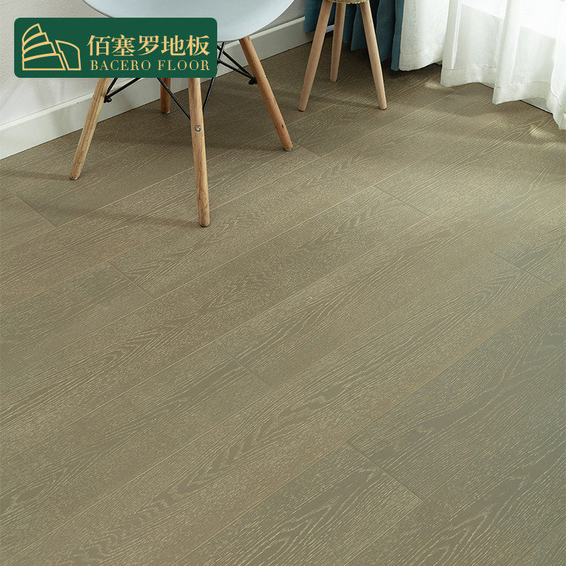 Bercelo New Three Layers of Solid Wood Complex Floor Multilayer Waterproof Wear Resistance Household Heating Gray Oak Floor