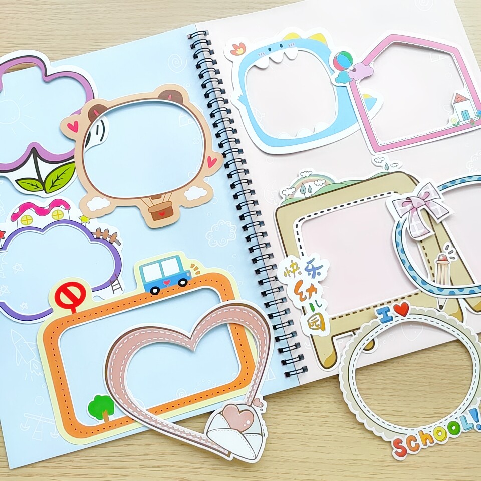 Cartoon Photo Frame Sticker Kindergarten Growth Manual Baby Clothing Accessories Material DIY Album Fun Handcrafted Material