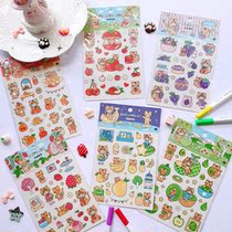 2 pieces of entry 6 PET Cartoon Cute Tiger Fruit Doll Pattern Handbill growth brochure Decorative Material Diy Sticker