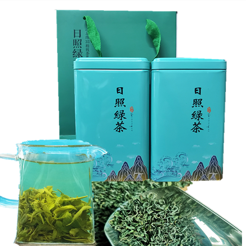 Light gift boxed green tea 500g new tea Rizhao green cloud tea gift chestnut bean fragrance resistant to foam