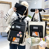 Черный комплект, значок, брошь, 4 предмета, с медвежатами