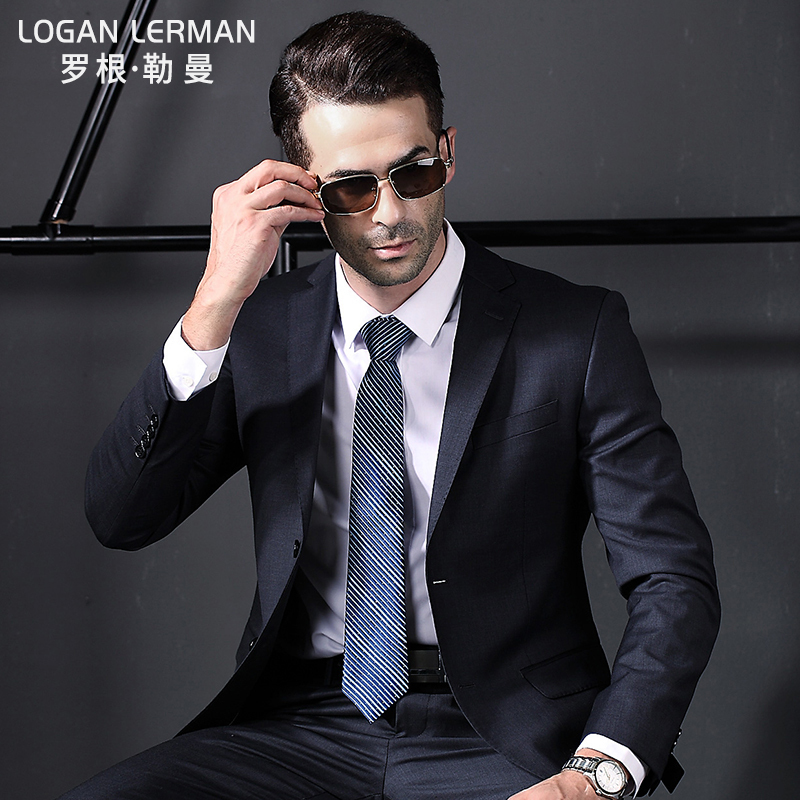 Logan Leeman Wool Suit Men's Business Loose Gray Professional Formal Casual High-End Suit Wedding