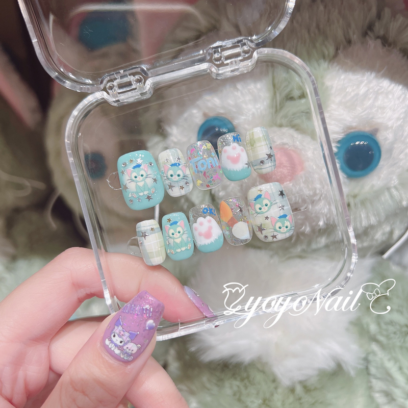 Yoyonail Handmade Finished Wearable Nails Disney Geroraoni Painter Cat Tony Cartoon Phototherapy Nail Manicure