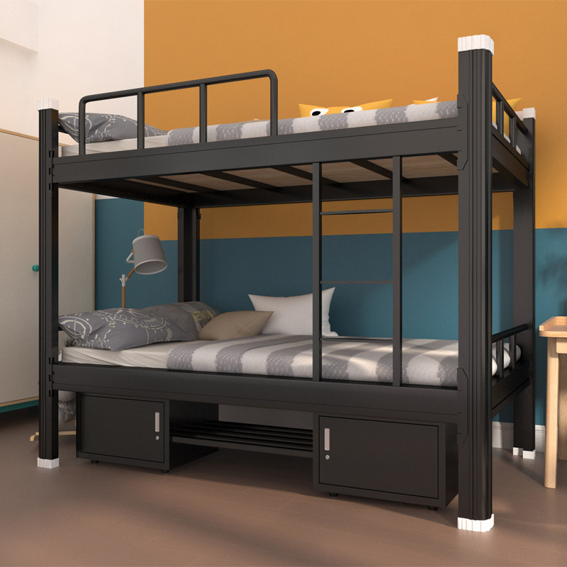 Wrought iron bunk bed student dormitory upper and lower bunk iron frame bed staff high and low bed adult upper and lower bed iron bed home