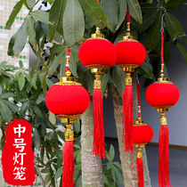 2022 New Years Great Red flocking small lantern hanging decoration Neighborhood Tree Decoration Wedding Jo Relocation Indoor outdoor pendants