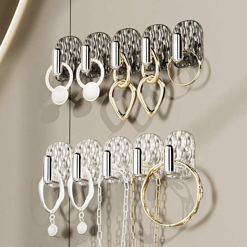 Mini Adhesive Hook Necklace Storage Rack Jewelry Display Stand Hanging Necklace Rack Wall-Mounted Necklace Holder ins Style