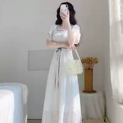 Western dress women's summer new age-reducing sweet temperament coffee break French retro design sense first love forest fairy skirt