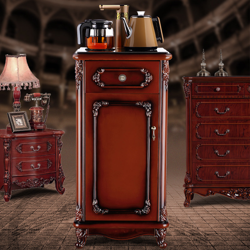 Home European-style fully automatic Sheung Shui solid wood intelligent remote control tea bar machine ice hot vertical water dispenser lower-set bucket