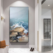 Pure hand-painted oil painting living room horizontal hanging painting gray seascape decorative painting fantasy Vertical mural painting light luxury post-modern