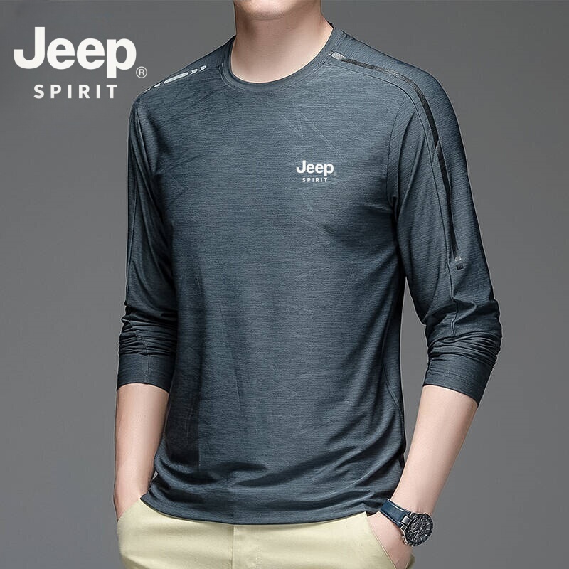 Jeep Spirit Jeep Ice Silk Long-Sleeved T-Shirt Men's Spring and Summer Thin Loose Breathable Casual Sports Quick-Drying Clothing Jeep Spirit Jeep Ice Silk Long-Sleeved T-Shirt Men's Spring and Summer Thin Loose Breathable Casual Sports Quick-Drying Clothing