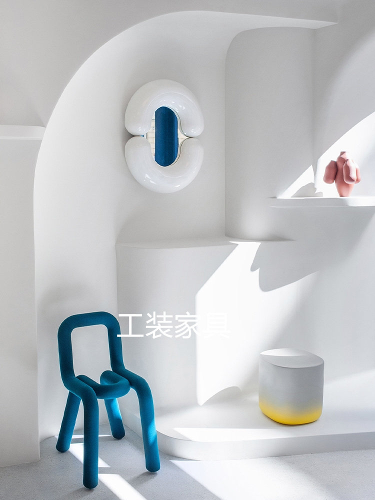 Creative simplicity Nordic Red Personality Household Bookchair Small Household Backstool Alien Fabric Single Chair