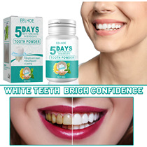 EELHOE 5-Day Whitening Tooth Powder Whitening Cleaning Teeth Smoke Stains Removing Dirt Refreshing Oral Plaque Cleansing Powder