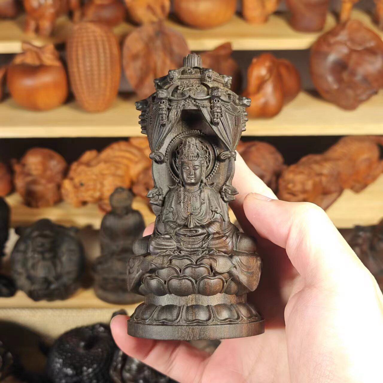 12cm正宗沉香木西方三圣塔摆件办公家用摆件设计手工雕刻工艺品