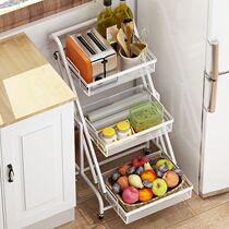 Kitchen sundry storage rack mobile fruit and vegetable living room household floor-standing multi-layer foldable trolley storage rack