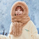 Winter Plush Warm Hat Scarf One Ladies Cold-proof Versatile Cute Hooded Gloves Three-piece Set Big Thick Strips