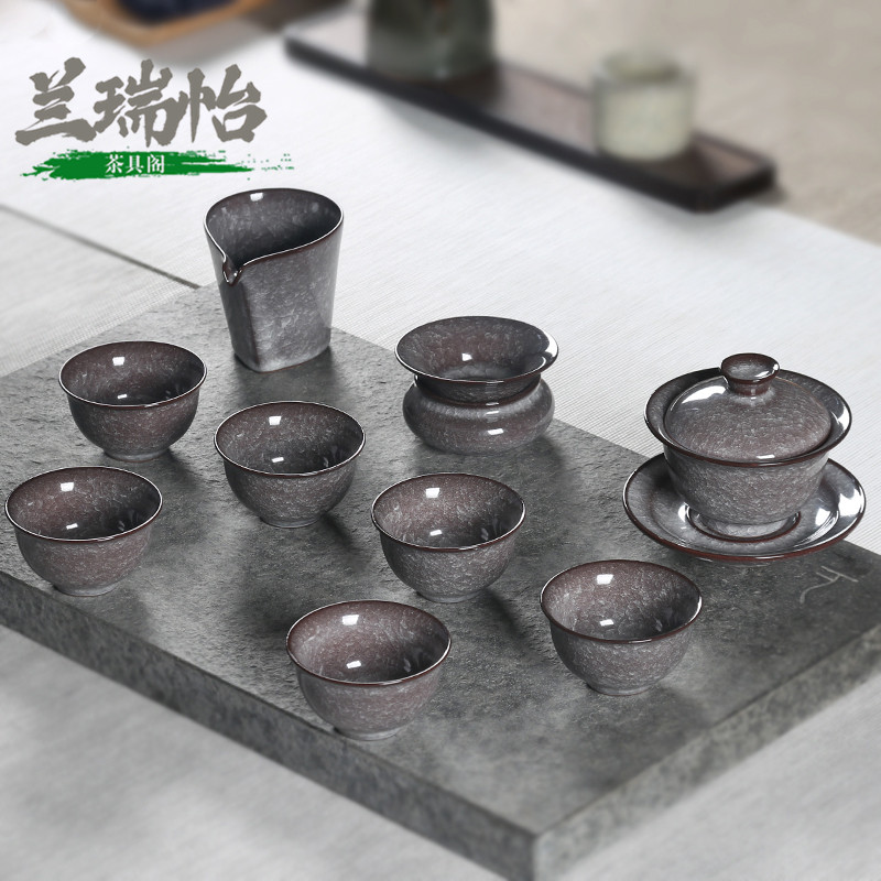 LAREEY Longquan Ceramic Tea Set Co-kiln Ice Crack High-end Household Ceramic Kungfu Tea Pot Cup Business Gift