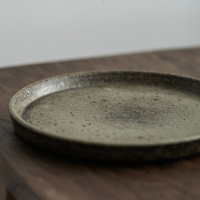 Undecorated pure handmade stoneware saucepan retro pastry small plate pot with teapot tray Japanese cuisine tray