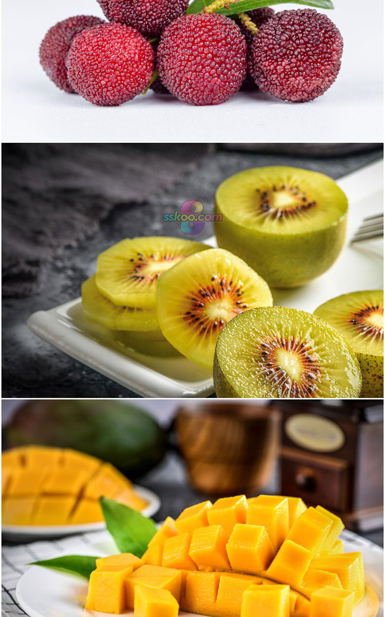 高清新鲜水果樱桃芒果葡萄西瓜美食摄影照片图片海报背景设计素材插图3