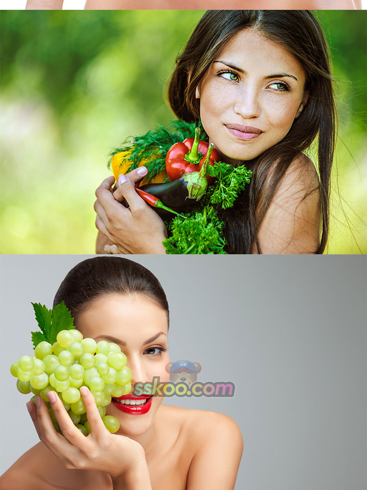 美女模特苹果葡萄草莓蔬果水果高清摄影照片JPG图集图库设计素材插图5