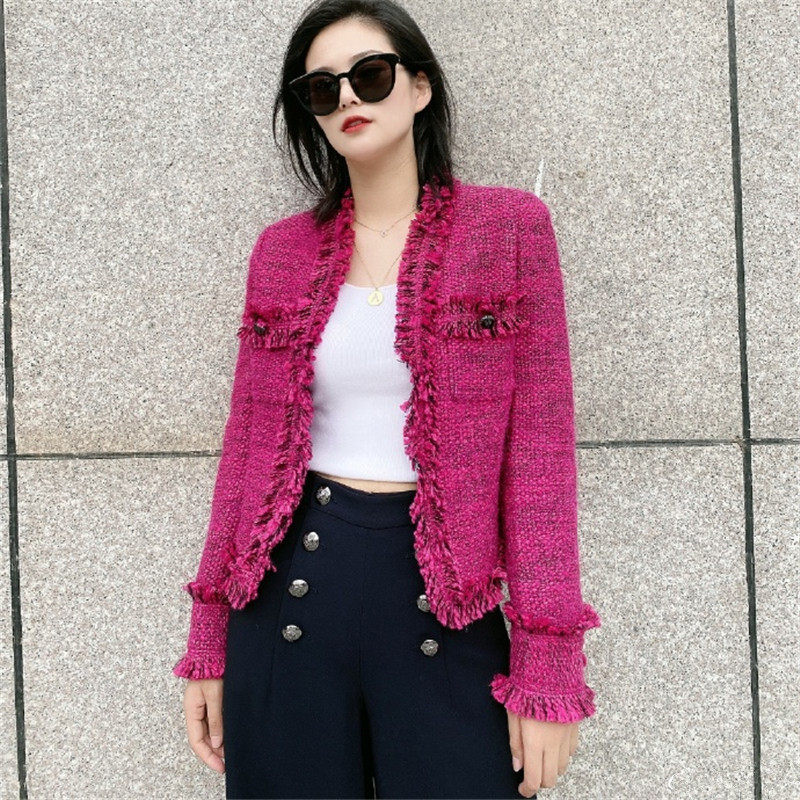 Year Amash-Sing 2022 Spring and Autumn New Counter Women's Loose Wool Small Fragrance Jacket Cardigan Woman