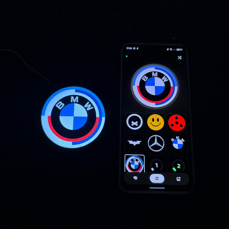 Suitable for Bmw Dynamic Electronic Car Logo Led Display Screen, Mobile App Control, Custom Image and Video Modification Logo