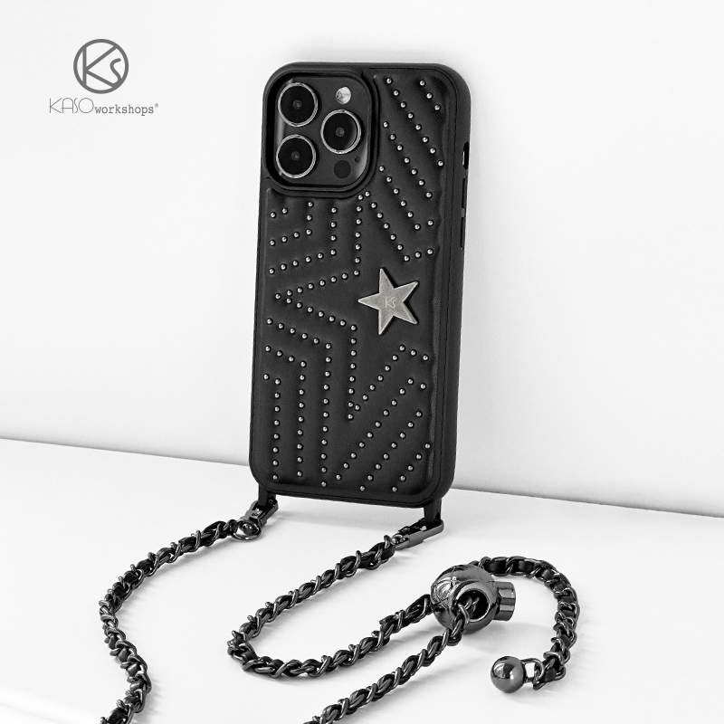 Kaso Rivet Crossbody High-End Limited Edition Suitable for Apple iPhone 15 Pro Max Premium Anti-Drop Lanyard 14 Phone Case Leather Protective Cover Trendy Niche New Model 13 Personalized Full-Cover Soft