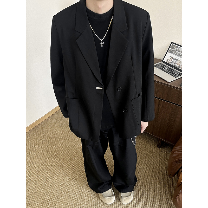York Zoom New Autumn Style Casual Handsome Suit Jacket Loose Silhouette Korean Style Black Niche