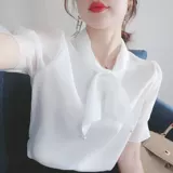 Галстук-бабочка, рубашка, летняя футболка, белый корсет, короткий рукав, оверсайз, в западном стиле