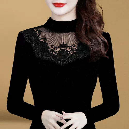 Утепленное кружевное шелковое приятное телу зимнее демисезонное термобелье, лонгслив, в западном стиле