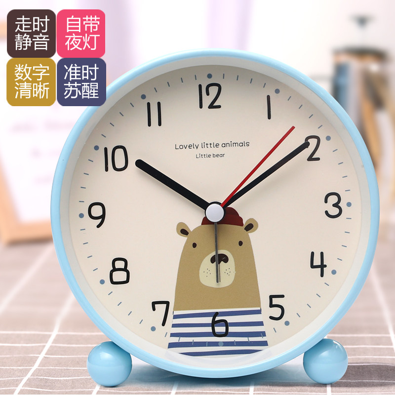 Creative minimalist digital luminous alarm clock for children and students to get up small alarm clock desktop bedside mute battery small desk clock