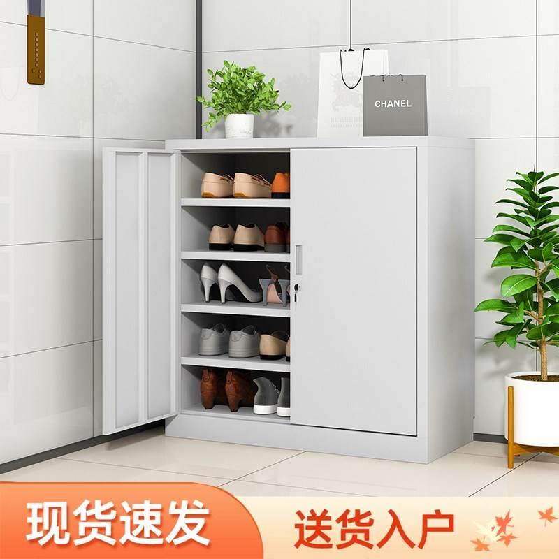 Steel Shoe Cabinet for Home Entrance with Lock, Large Capacity Iron Storage Cabinet for Entryway, Balcony Dust-Proof Shelf