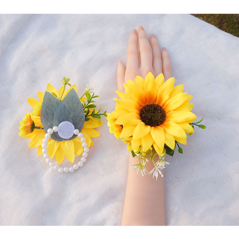 Sunflower Wrist Flower for Children, Kindergarten Square Dance Sunflower Finger Flower, School Performance Props