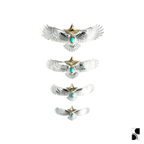 =silvarie=GOD SUNS Gold Head Gold Rope TQ950 Sterling Silver Indian Style Heavy Carved Eagle Pendant