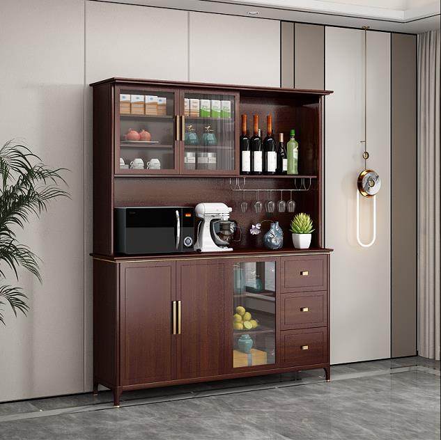 New Chinese style solid wood sideboard modern minimalist dining room retro style wine cabinet high cabinet one all-wood wall storage cabinet