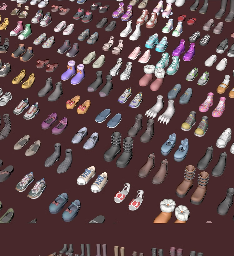 700多款卡通男女鞋子靴子运动鞋高跟帆布鞋,C4D/FBX/OBJ/MAX格式-cg男孩