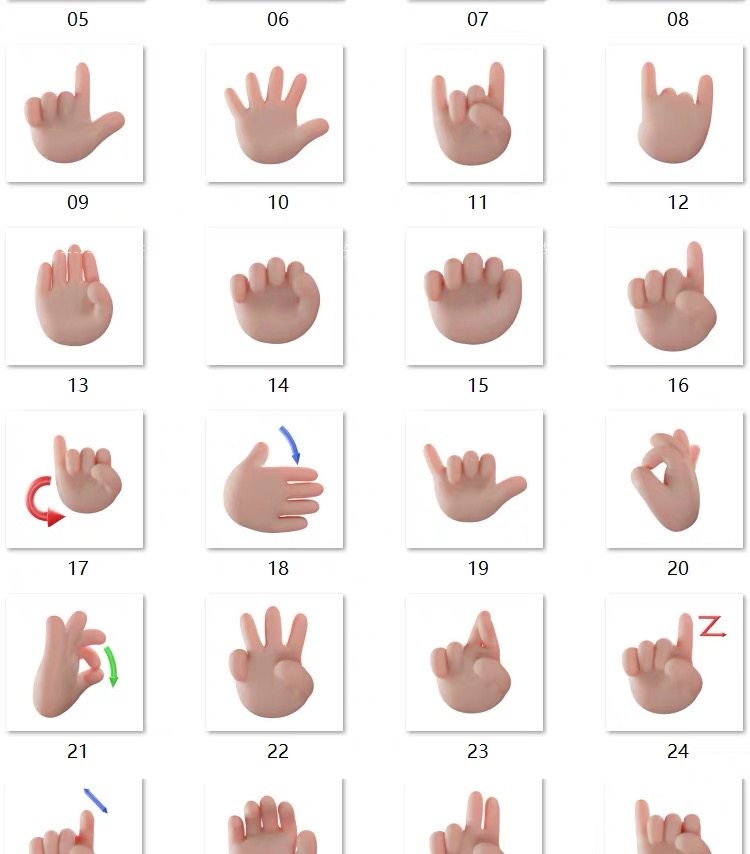 图片[2]-82个卡通风格手指3D模型资源,手势模型,blender/png/C4D/FBX/OBJ-cg男孩