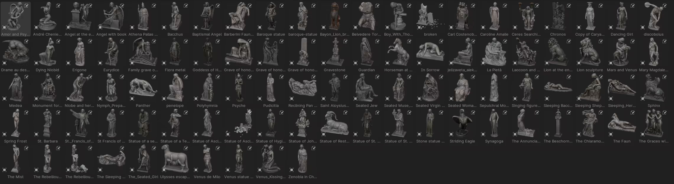 图片[2]-Blender/C4D94个古希腊罗马雕像fbx雕塑3D模型OBJ素材带材质贴图-cg男孩