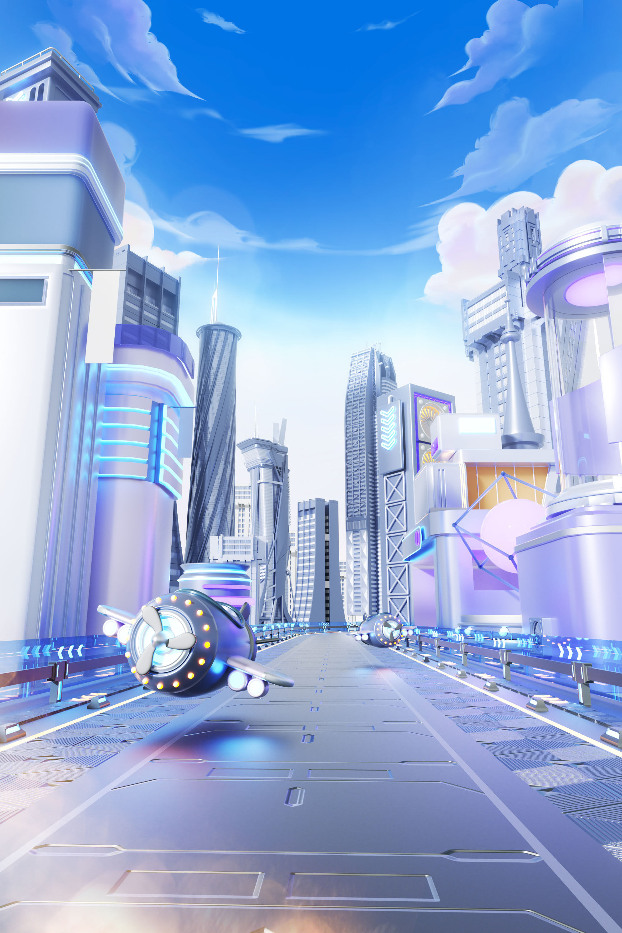 C4D城市街道科技建筑电商海报OC渲染3D立体建模场景-cg男孩