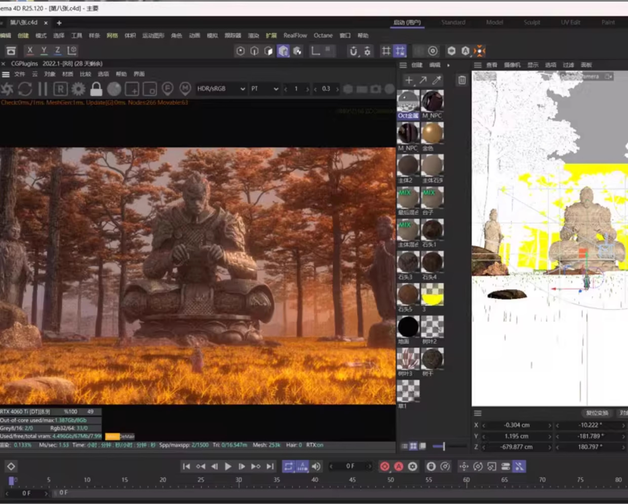 图片[2]-C4D中国风佛像悟空观音森林游戏CG概念3D模型OC渲染场景-cg男孩