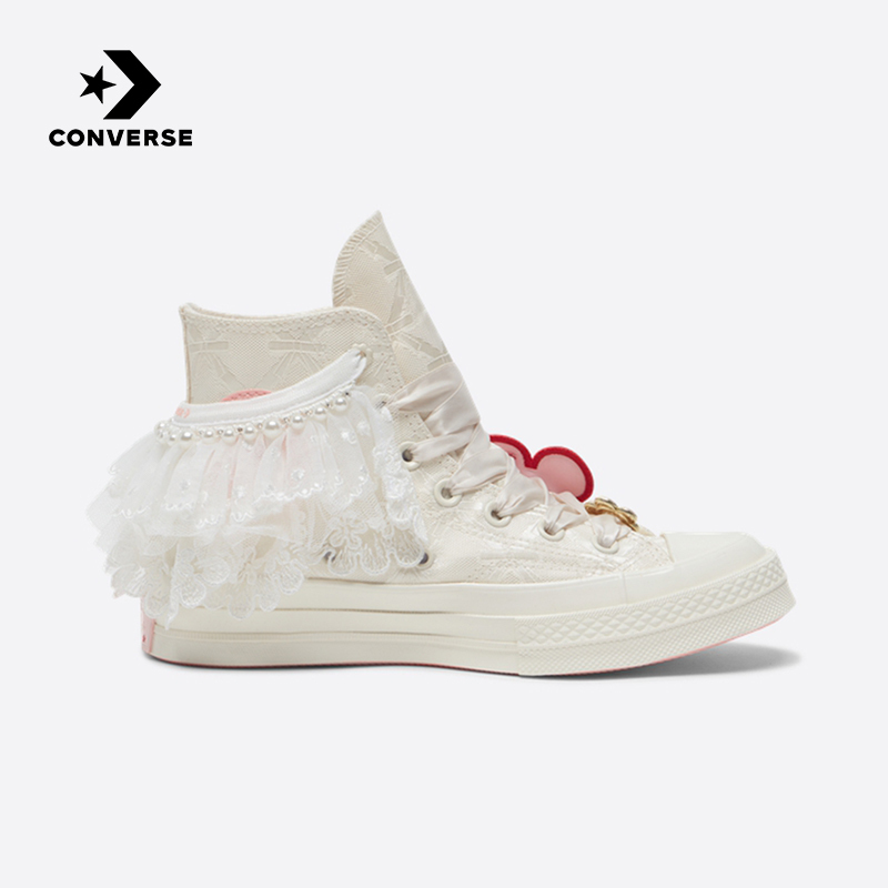 Converse Women's 1970S Satin Lace Gauze Skirt Accessories High-Top Wedding Shoes Canvas Shoes A11616C