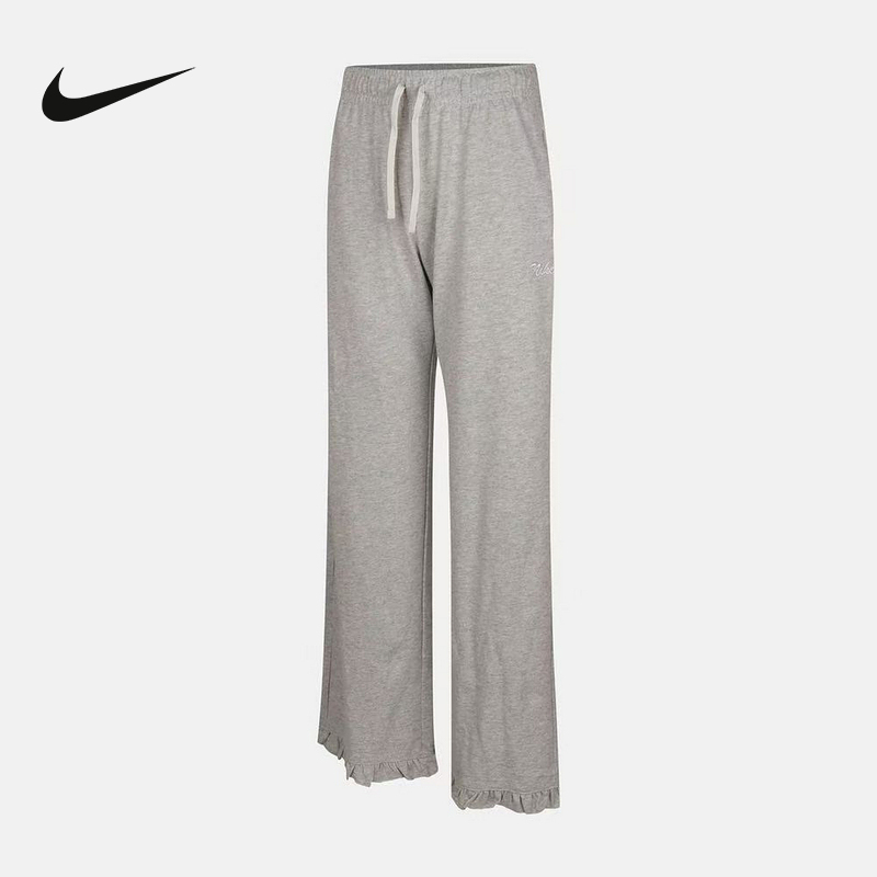 Nike Nike Women's Pants Autumn Ruffled Knitted Sweatpants Loose Drapey Thin Velvet Sports Pants Iw1386-050