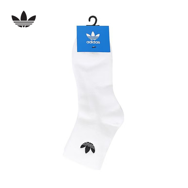 Adidas Adidas Men's and Women's Clover Three-Pack Socks White Comfortable Breathable Mid-Calf Socks Jc9288